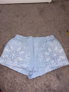 Free People Light Blue Embroidered Women's Shorts